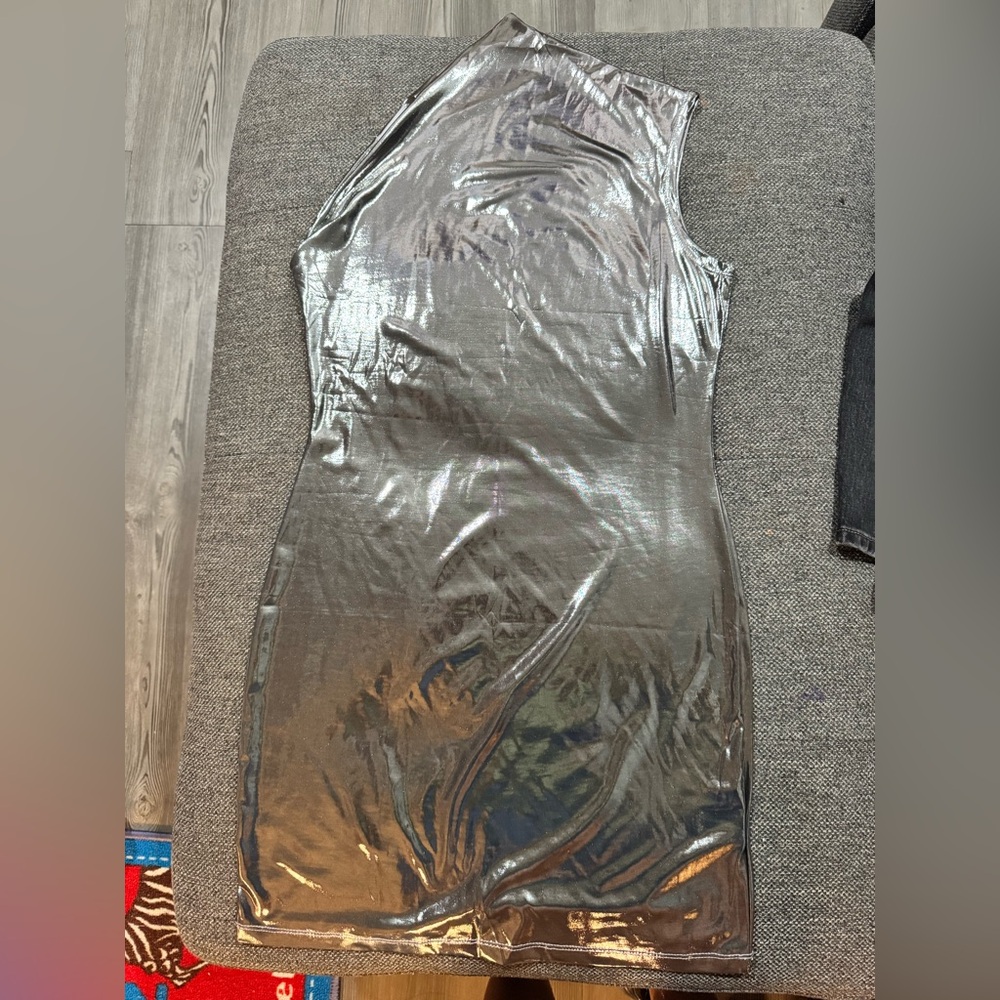 Fashion Nova Metallic Silver Dress